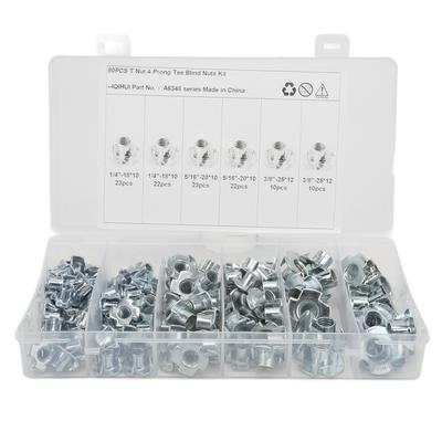 110Pcs T Nuts 1 4in 5 16in 3 8in Steel Corrosion Resistant Galvanized Rustproof Pronged Tee Nut