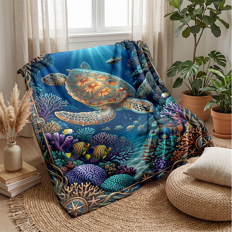 Ocean Life Adventure 45 Theme blanket Lightweight Warm Flannel Blanket Decorative Throw Blanket for Home Decoration