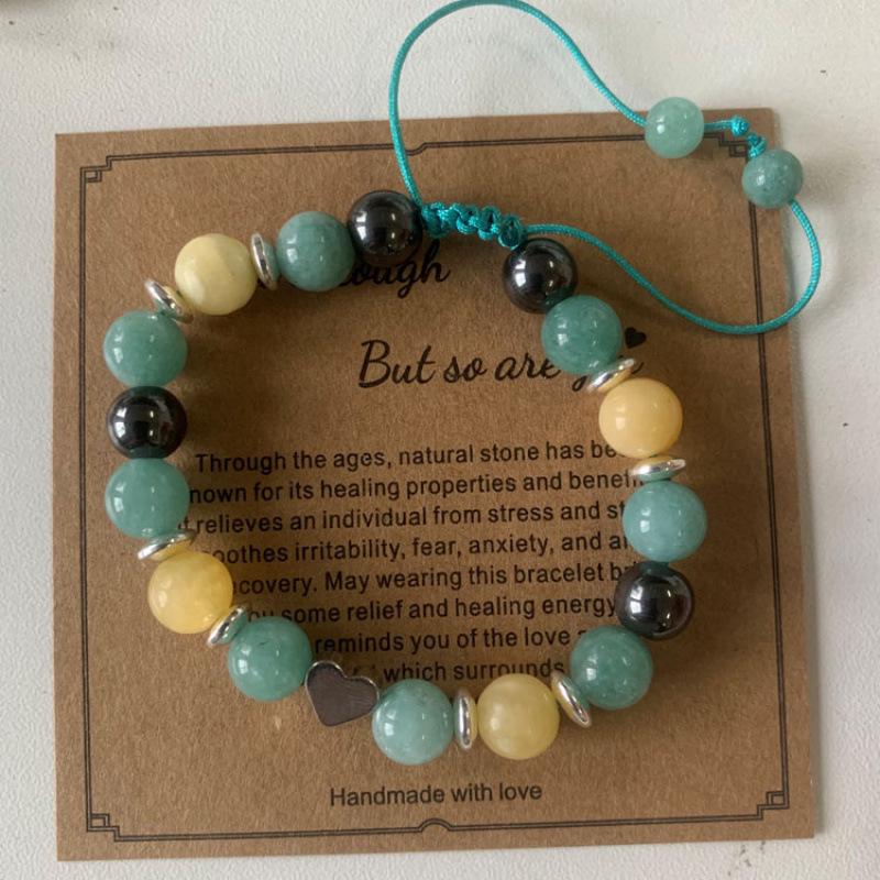 8mm Pink Zebra Stone Bead Bracelet with Gift Card: Perfect Holiday Friendship & Love Gift for Men & Women