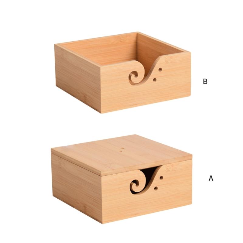Wood Yarn Bowl with Lid Knitting Bowl Knitting Wool Holder Knitting Wool Organizers with Carved Holes for Crocheting