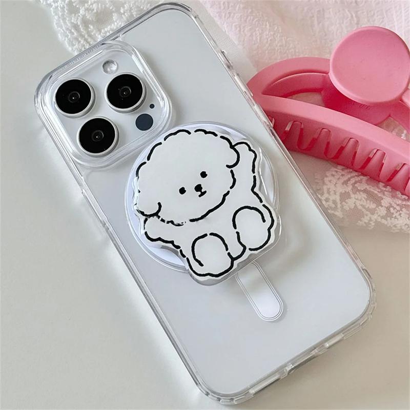 Korean Cute Cookie  Dog Rabbit  For Magsafe Magnetic Phone Griptok Grip Tok  Stand For iPhone Foldable Wireless Charging Holder