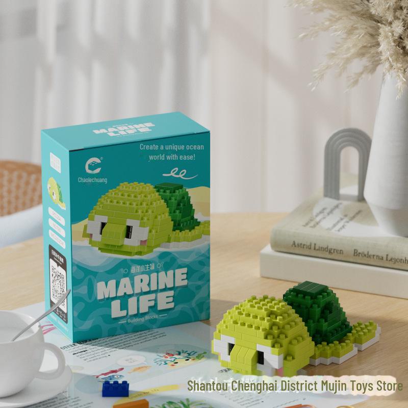 Marine Life Mini Block Toy Set: Shark & Penguin Compatible with Lego