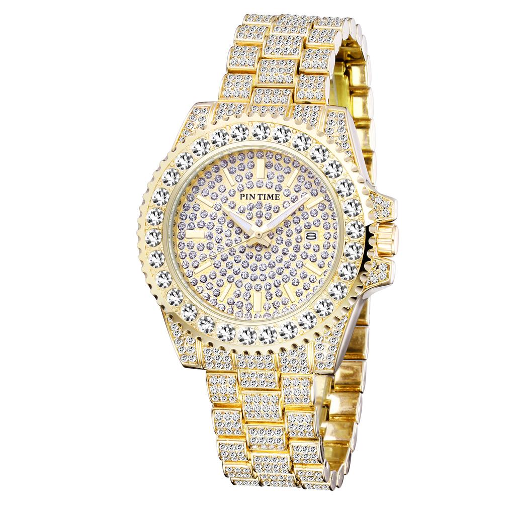 Zegarek Męski Luksusowy Biznesowy Wodoodporny Z Diamentami Zewnętrznymi Zegarek Dla Mężczyzn Stalowy Pasek Zegarek Kwarcowy Casual Prezent Popularny Produkt