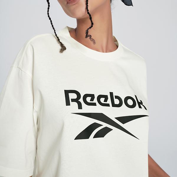 Reebok Logo Print Sports Casual Short Sleeve T-Shirt Unisex Tops White 24SRM409UGW1
