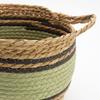 Cotton & Seagrass Large Baskets – Natural Black & Green- Set of 3