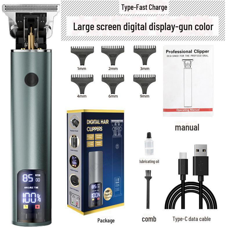 Rechargeable Electric Men's Hair Clipper: Waterproof, Special Carving Design