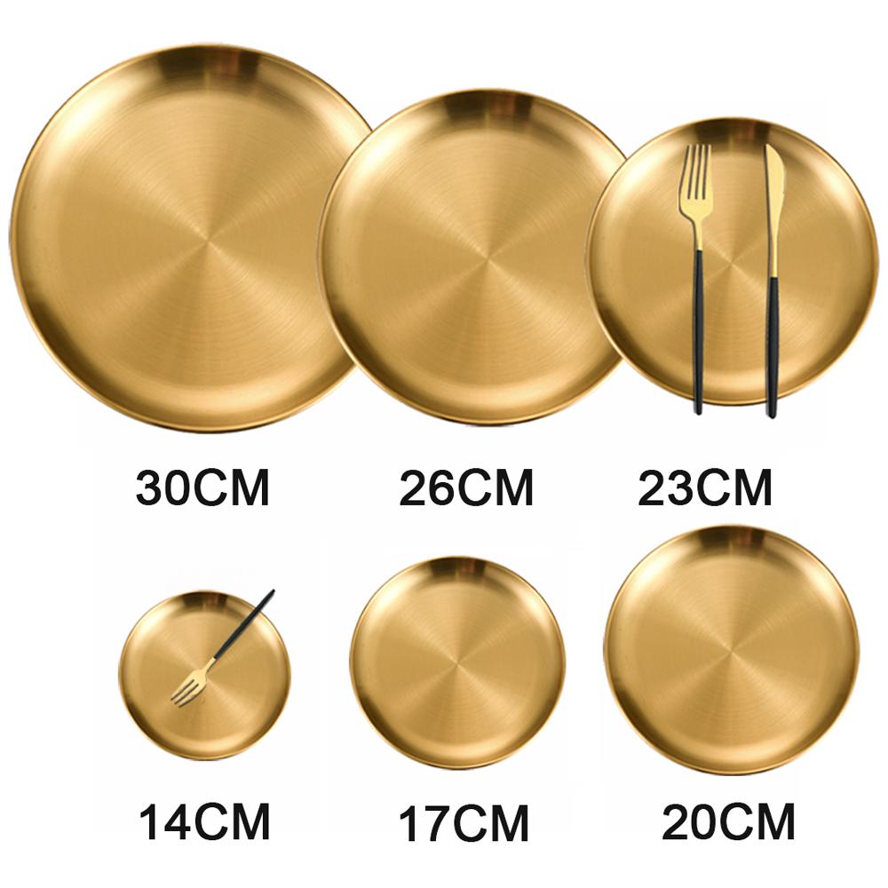 1 szt. Okrągły talerz ze stali nierdzewnej Talerzyk na ości Płytka taca Metalowy talerz kempingowy Talerz obiadowy Naczynia piknikowe do grilla Naczynia kuchenne