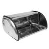 Kitchen Pastry Bread Baking Holder Kitchen Supplies Silver+Black Stainless Steel Roll Top Bread Box Storage Bin Silver Keeper Food Storage Container