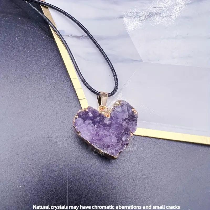 

1 pcs Natural Uruguayan amethyst cluster, heart, edging, pendant, irregular, amethyst, tooth hole, moon, peach shaped necklace пурпурное сердце