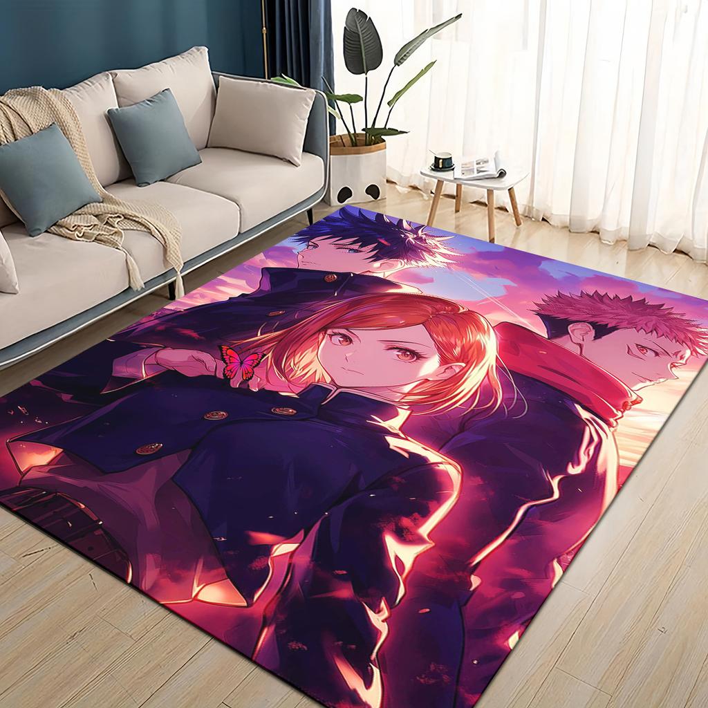 3D Cartoon Jujutsu Kaisen Anime Itadori Yuj Teppich für Wohnzimmer Schlafzimmer Zuhause Sofa Dekoration, Kinder Spiel Rutschfeste Bodenmatte