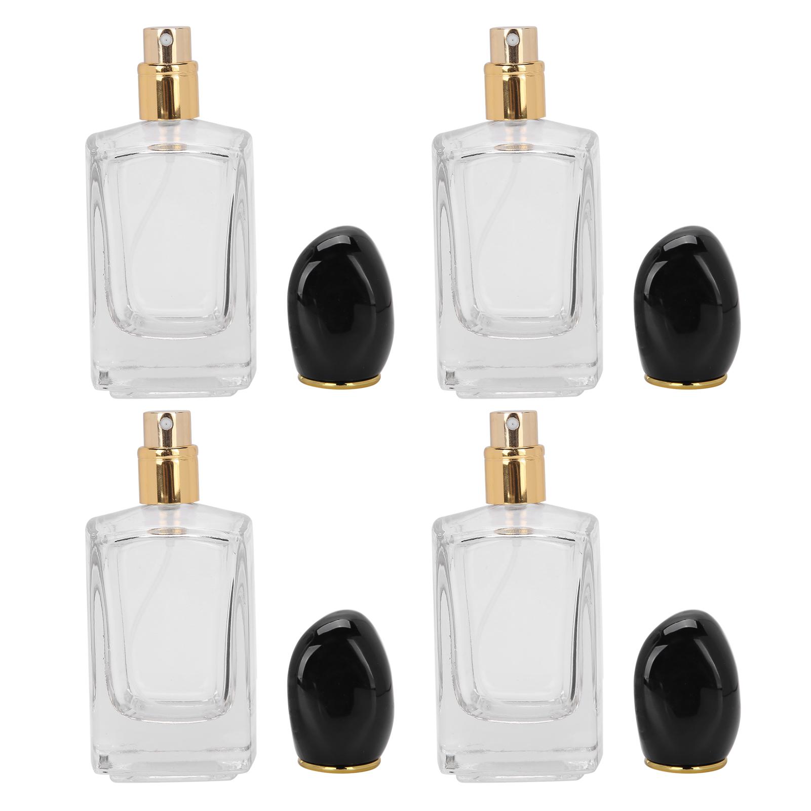 

4 шт. Многоразовый флакон для духов Стеклянный пустой флакон-спрей Дозатор для духов Атомайзер 50 мл Черная крышка
