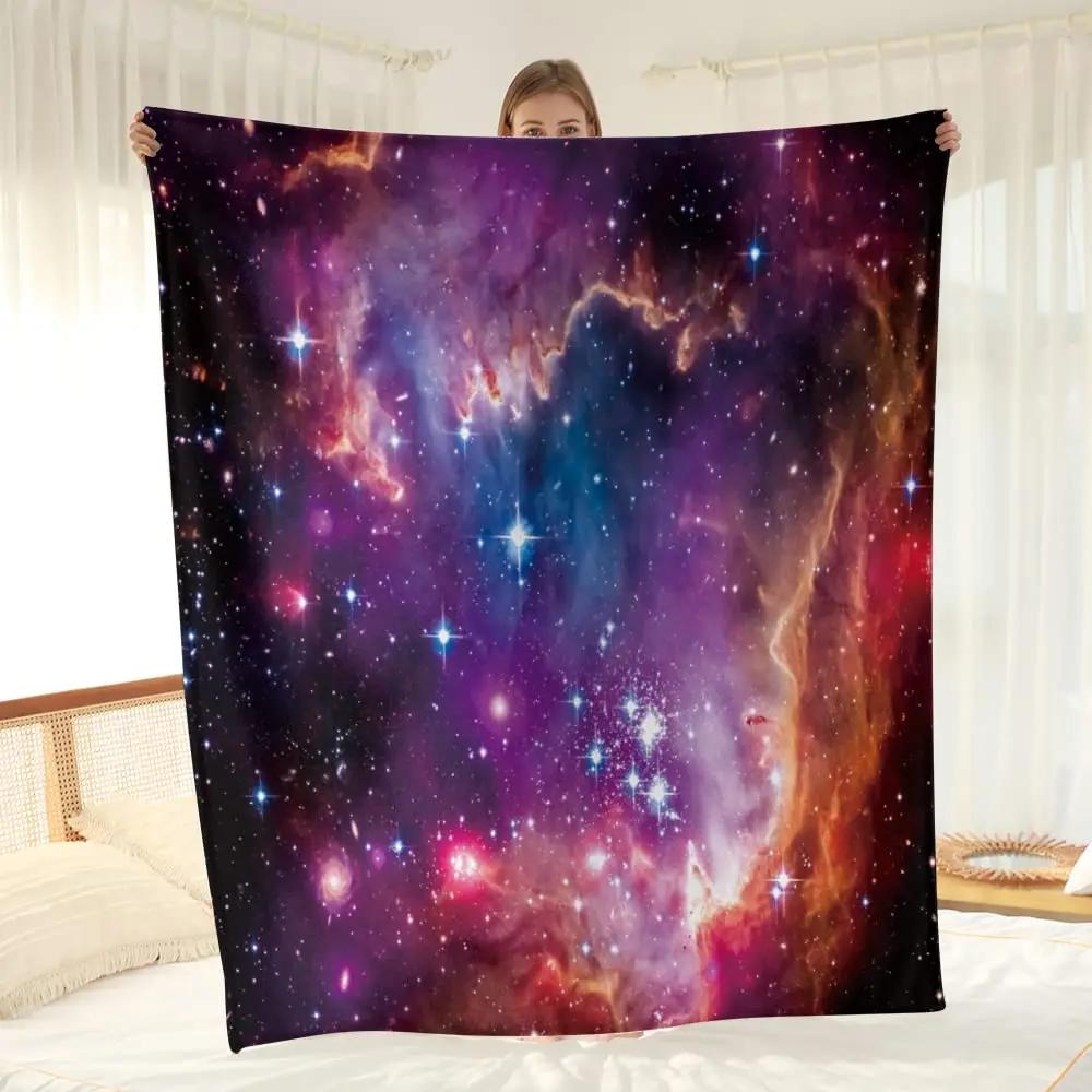 Astronaut Space Blanket, Fleece Flannel Blanket, Cozy Plush Blanket Warm Air Conditioning Blanket for Sofa, Bedroom, Office, Bed