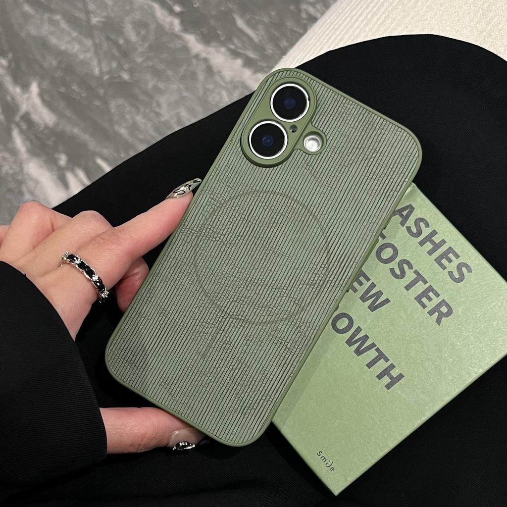 Luxury Retro Stripe Texture Magsafe Case For iPhone 16 15 14 13 12 11 Pro Max Shockproof Frosting Magnetic Wireless Charge Cover