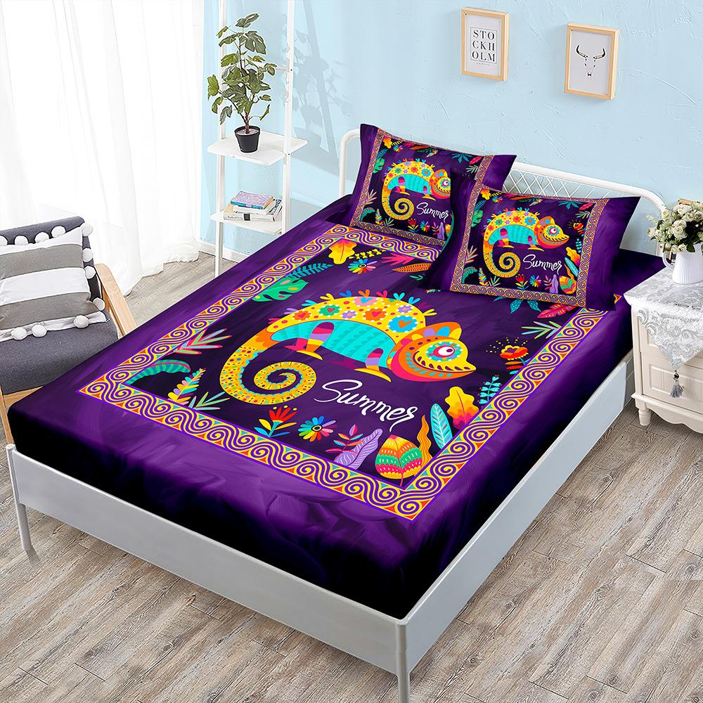 Three-Piece Mattress, Bedspread Animal Chameleon Bedding, Mattress Protective Cover