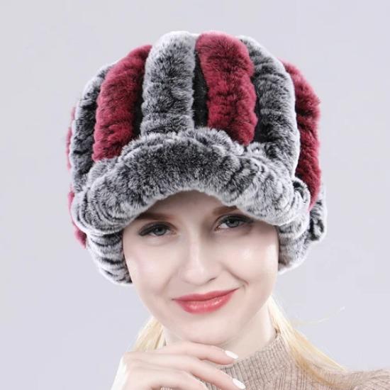 Lady Real Rex Rabbit Fur Hat Winter Knitted Natural Rex Rabbit Fur Caps Russia Women Warm Real Fur Beanies Hats
