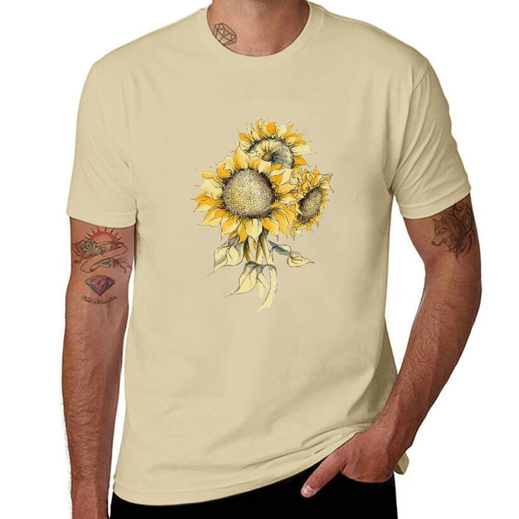 Yellow Sunflowers TShirt Cute Tops Blanks Designer T Shirt Men