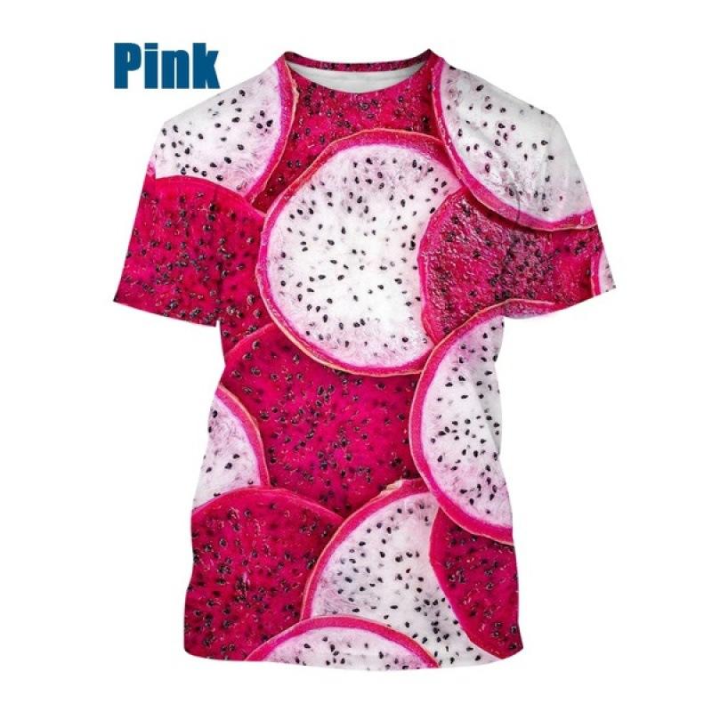 Fruit 3D Printed Short Sleeved T-shirt Summer Breathable polyester Simple Round Neck Top