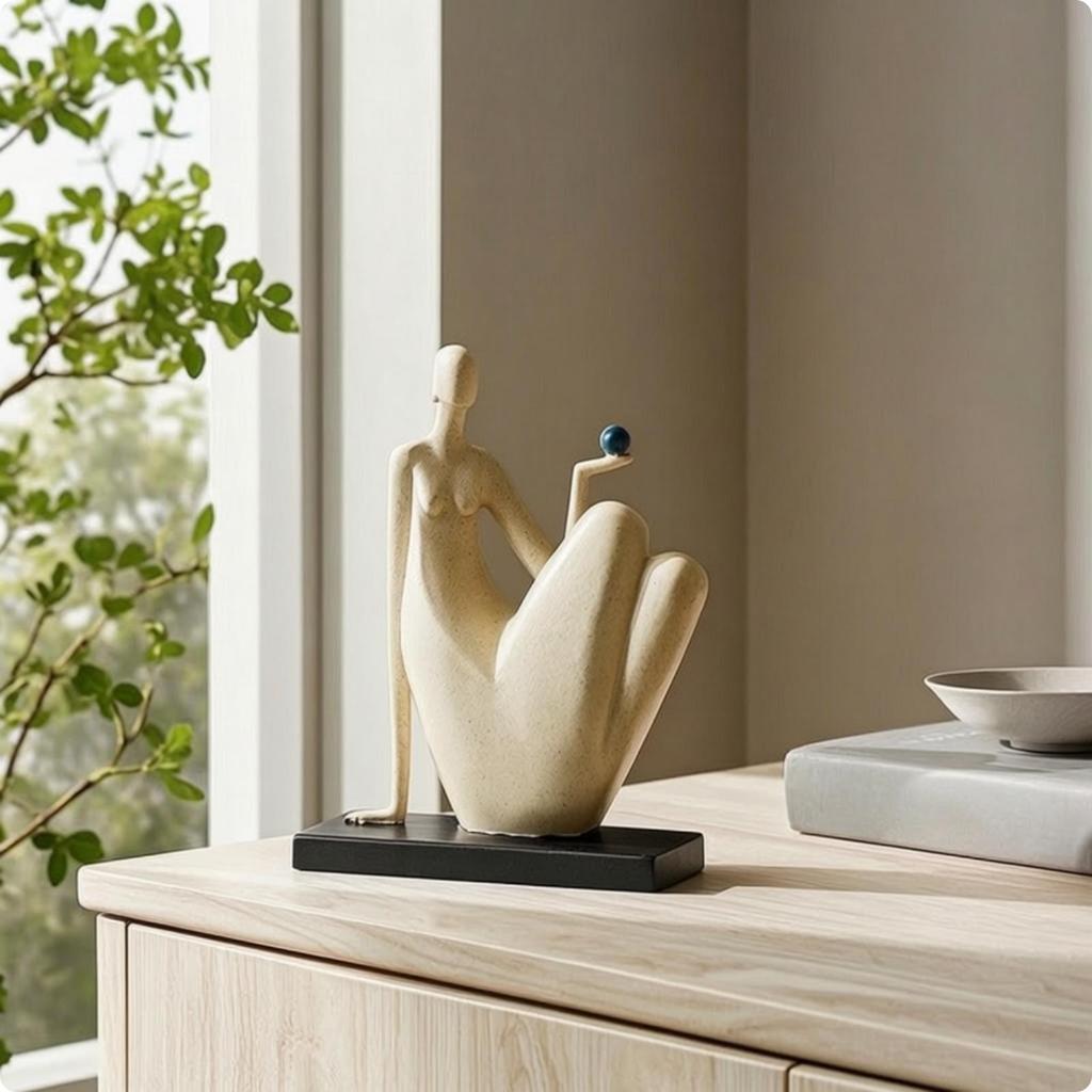 Abstract Sculpture Minimalist Statue Modern with Rectangular Base for Art Lovers,