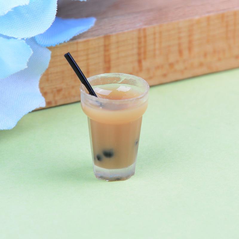 2 Pcs Doll House Miniature Tea With Milk Cups Food Drink Beverage Toy Decor