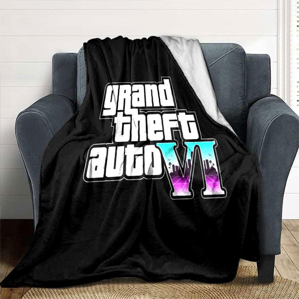 1pc Grand Theft Auto Soft Flannel Blanket with Designer Print A cozy blanket for all seasons, perfect for the couch, bed, office