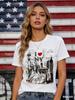 Vintage Style Casual I Love NY Letter Graphic Statue Of Liberty New York Scenery Graffiti Print Women TShirt For Summer