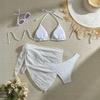 Sexy Bikini Set Women Halter Push Up Bra Skirt 3 Piece Swimsuit Summer Bathing Suit Cover Up Thong Swimwear Biquini