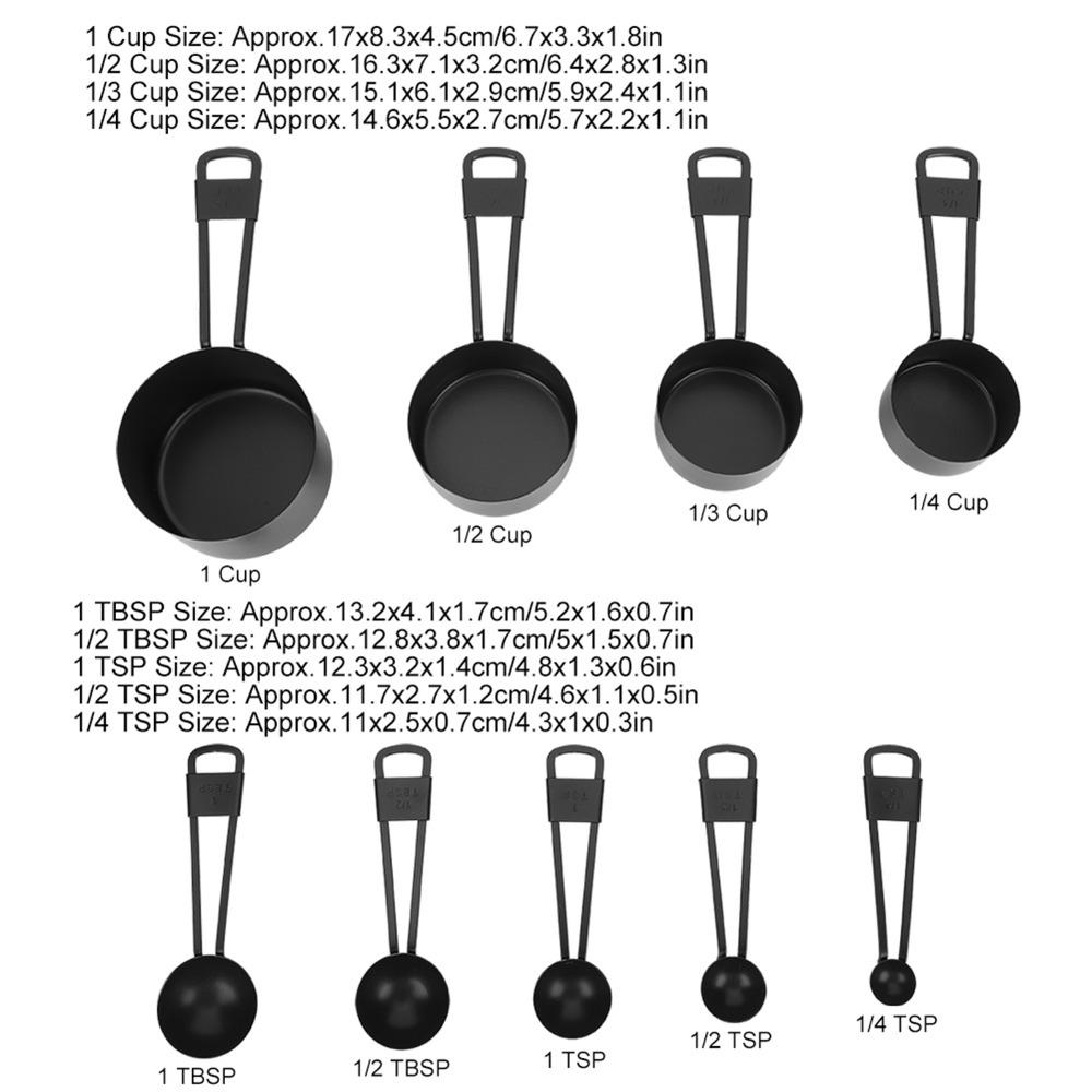 Black Measuring Spoon Set with Scale Baking Measuring Tools Measuring Cups Set Baking Cooking