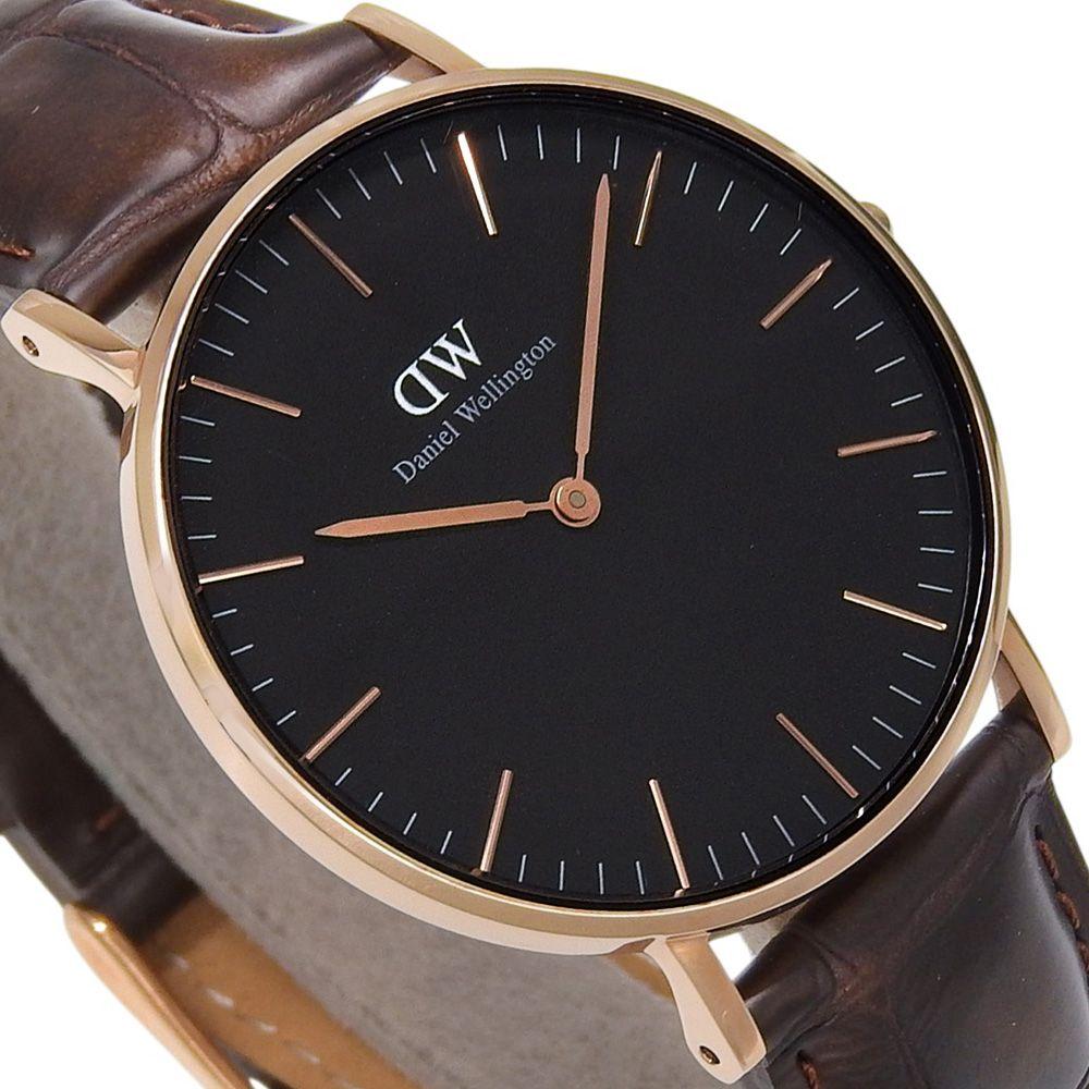 Used [Daniel Wellington] Daniel Wellington DW00100140 Stainless Steel x Leather Gold Quartz Analog Display Men's Brown Dial Watch