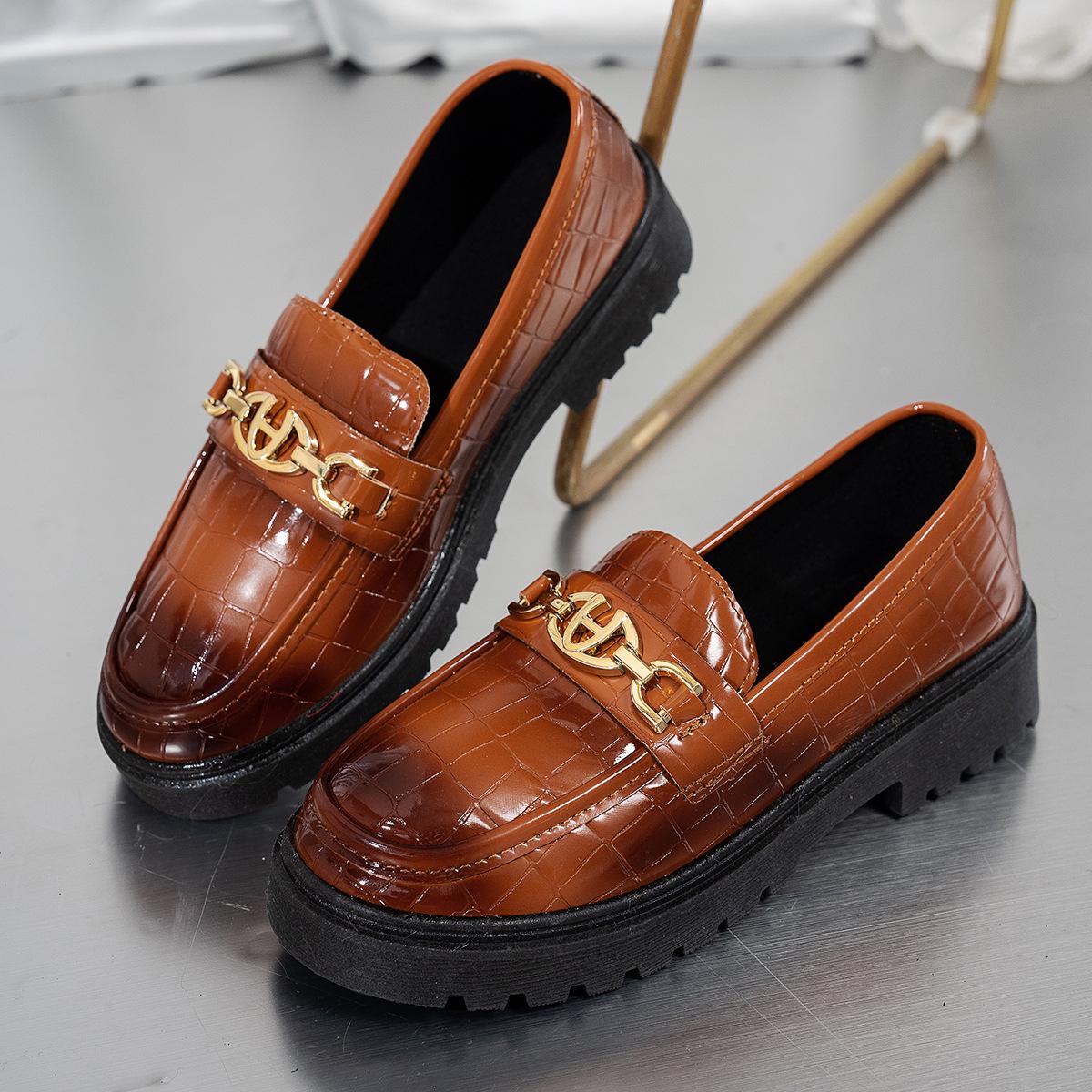 

Женские лоферы на толстой подошве из мягкой кожи, туфли без застежек, коричневые балетки в британском стиле для лета, повседневные, удобные 43 коричневый