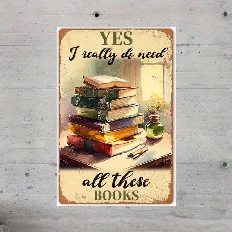 Vintage Metal Book Sign Wall Decor Waterproof Retro Poster No Frame