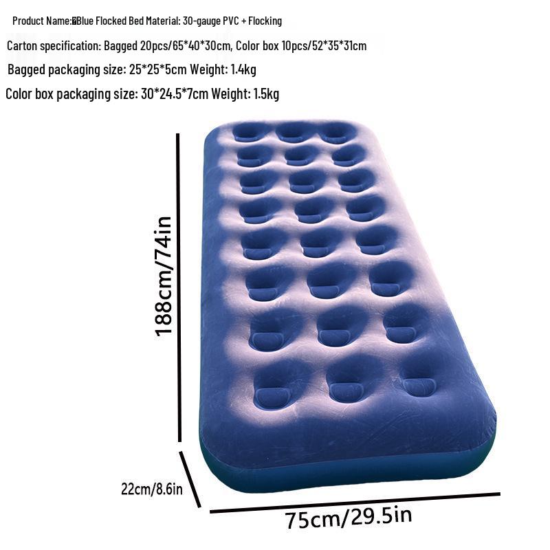 

Single Outdoor/Indoor Inflatable Camping Mattress with Flocking