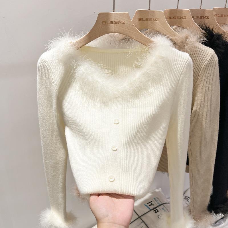 

Дизайнерский свитер с V-образным вырезом, утолщенный, женский, для ношения под одеждой, новый пуловер на осень и зиму, вязаная базовая рубашка, короткий топ, тренд One size