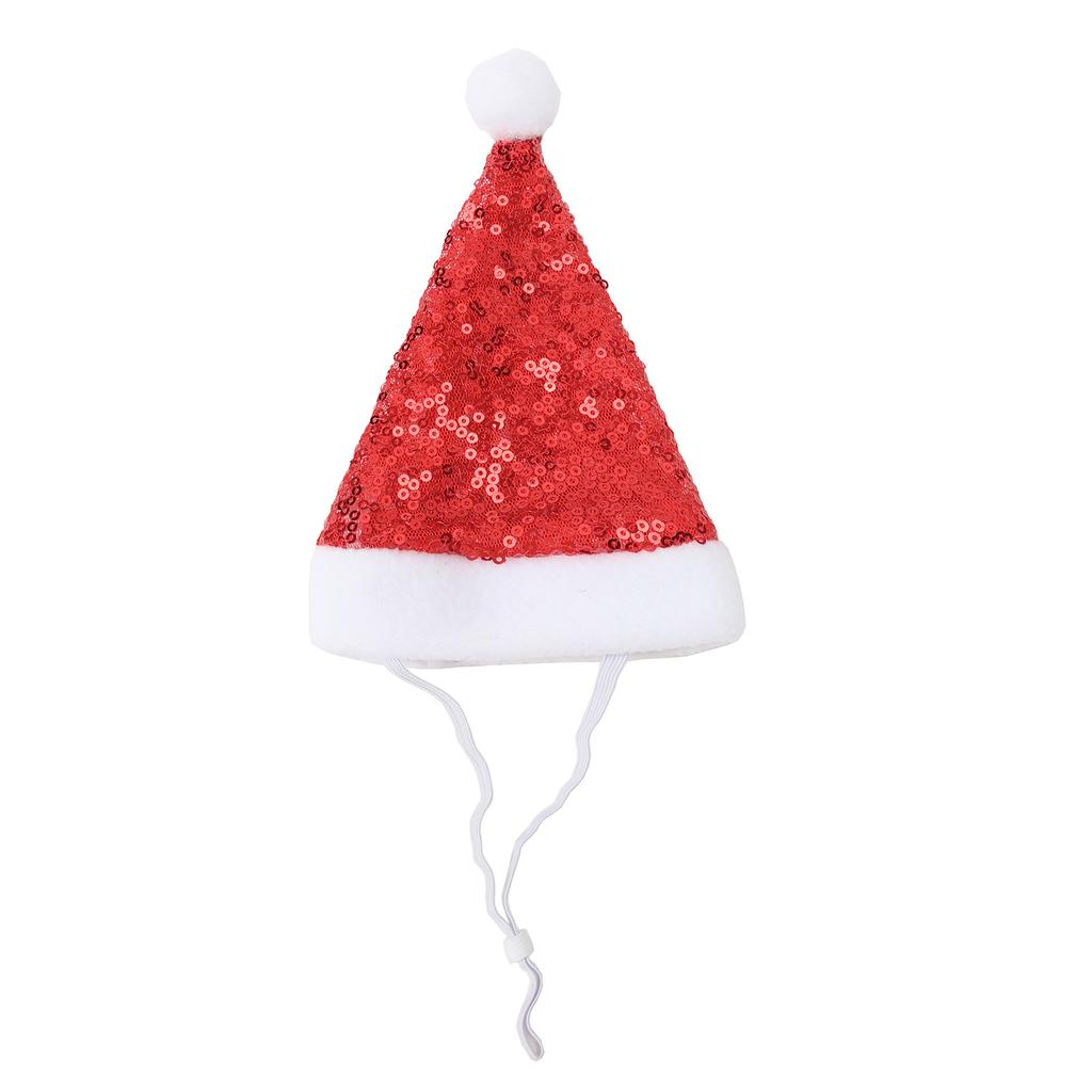 Pet Santa Hat Christmas Costume Headwear for Cat Dogs Pet Festival Party Props Sequins Santa Cap Headband Pet Accessory