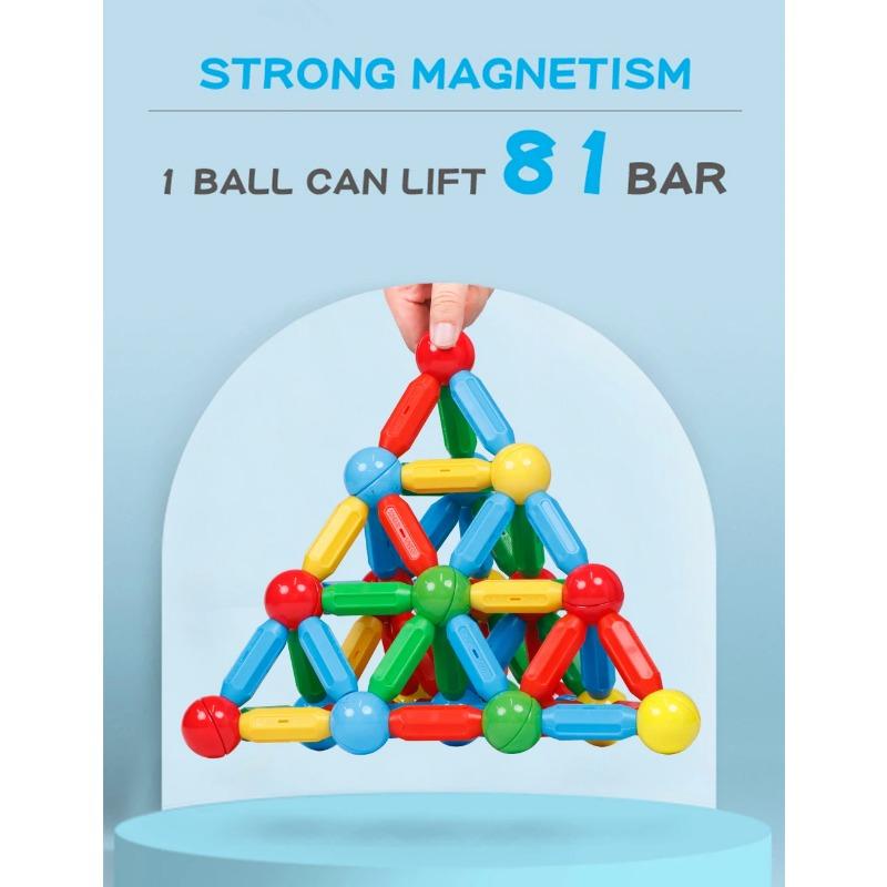 Magnet Building Blocks Set Children Game Toy Magnetic Rods Balls Montessori Educational Toys for Kids Girls Boys Christmas Gift