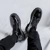 mens leisure platform boots black trend patent leather shoes party prom dress cowboy ankle boot spring autumn short botas hombre