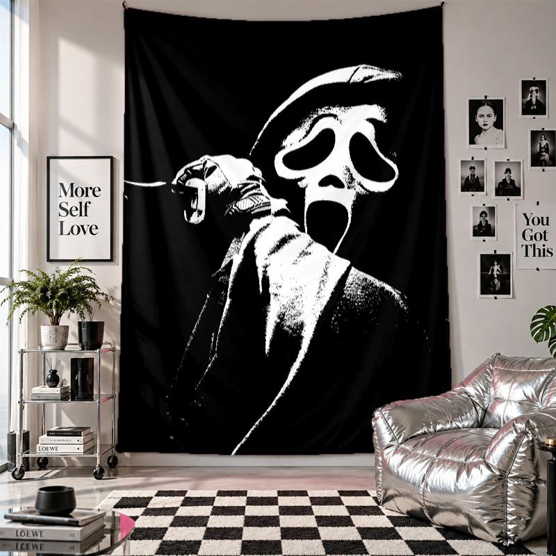 Wall TapestryScream Ghostface Art Hanging Cloth Decorative Background Cover for Room Decoration