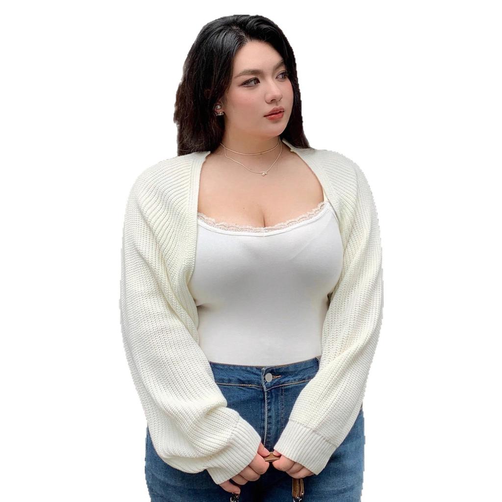 New Large-sized Sexy Solid-color Long-sleeved Cardigan Knitted Sweater for Women In Autumn and Winter