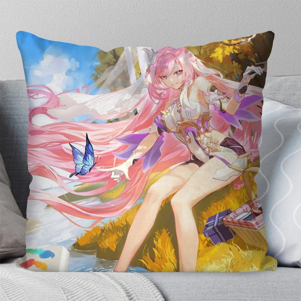 1pc Elysia Animation H-Honkai I-Impact 3 Pillow Case Square Pillow Bedroom SofaLeisureComfortCarLivingRoom Home Decoration 40X40