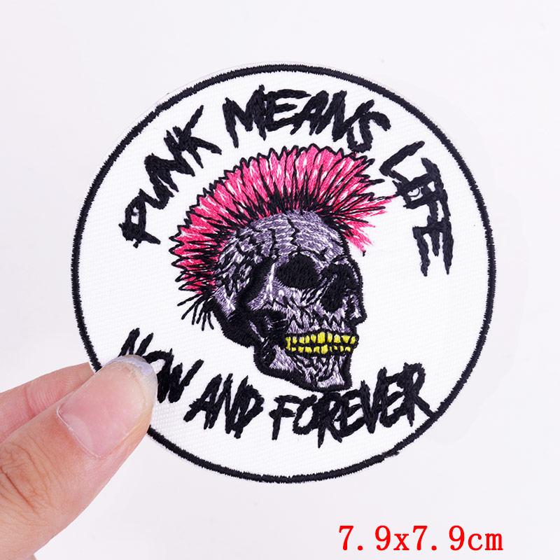 Horror Skull Patch Punk /Letter Embroidered Sew Patch Jackets Backpack Diy Iron On Patches For Clothing Ironing /Stickers 