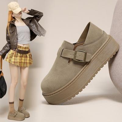Retro Big Head Mary Jane Single Shoes Women's Autumn New Thick-soled Trendy with Shallow Mouth with Skirt, Add Two Women's Shoes