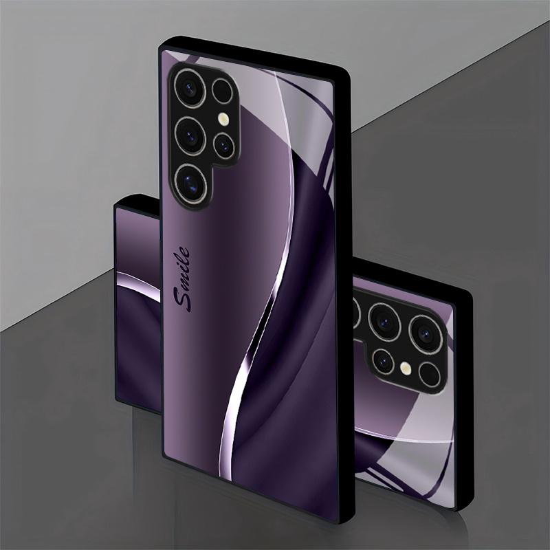 Lila Wellen Robuste Handyhülle Glas-Handyhülle für Samsung Galaxy S26 S25 S24 S23 S22 S21 FE Ultra Plus Herrenstil Business