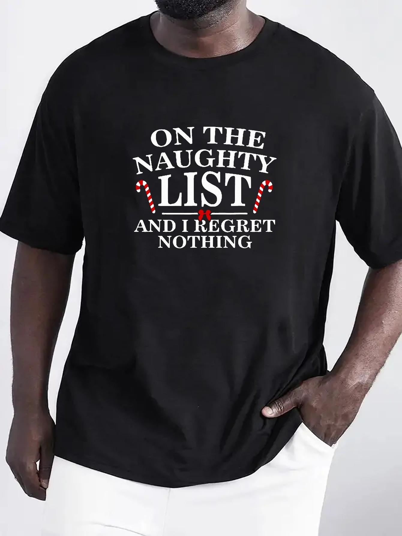 Christmas Elements Letter Print Mens TShirt Summer Outdoor Mens Fashion Crew Neck Top S