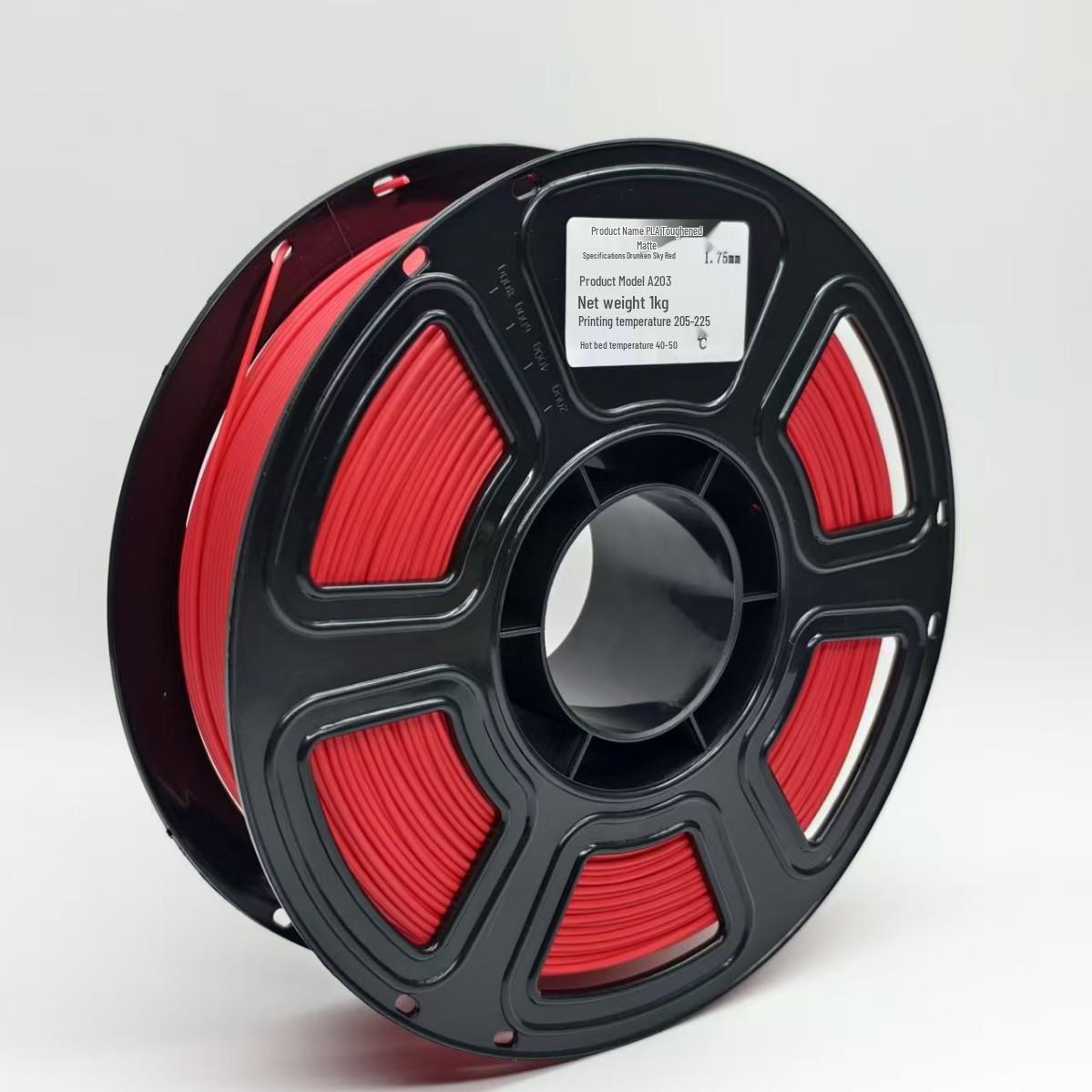 Toughened Matte PLA Graphene 3D Printing Filament, High-Toughness, Multi-Color, Customizable красный