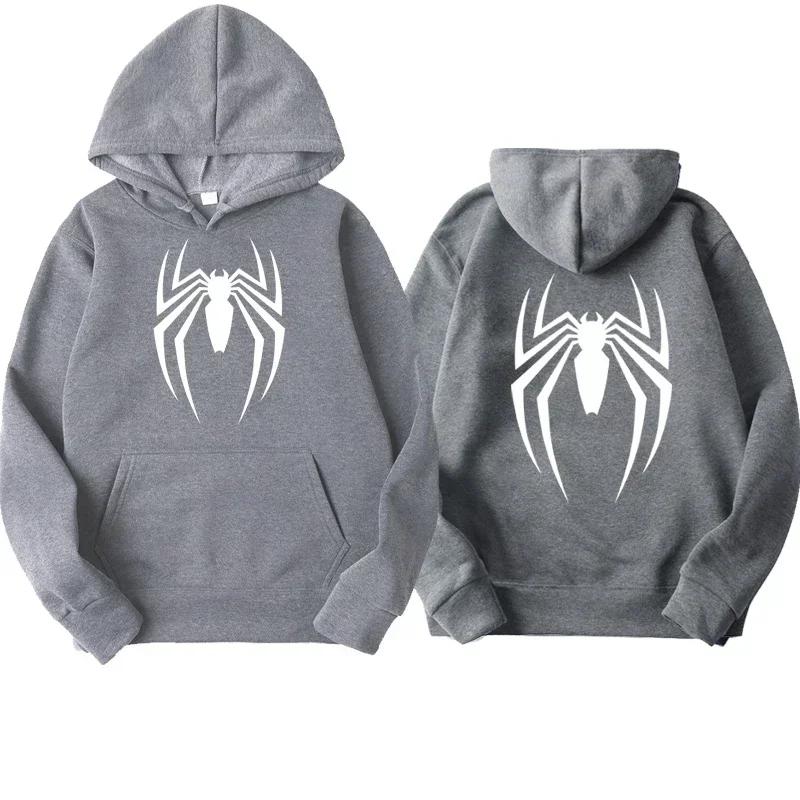 2025 New Men's Hoodie Street Fashion Spider Print Sweatshirt Fleece Ladies Casual Funny Loose Hoodie Spiderman Men's Clothing