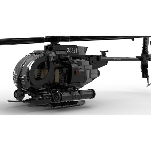 XMBRICDIYY MH-6 Little Bird Helicopter Model Kit, 595 Piece Military Airplane Building Block Assembly MOC Set, MOC-88275