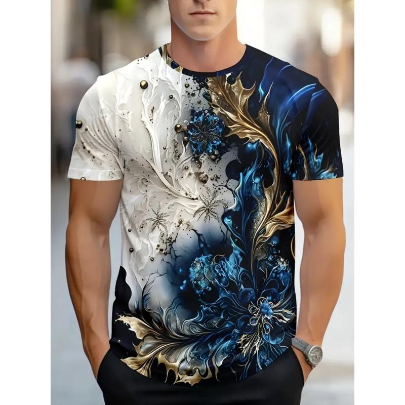 Men T-Shirt Summer Tops Colorful Graphic T Shirts Short Sleeve Tee Crew Neck Streetwear Clothes Harajuku 3D Printed Men Clothing