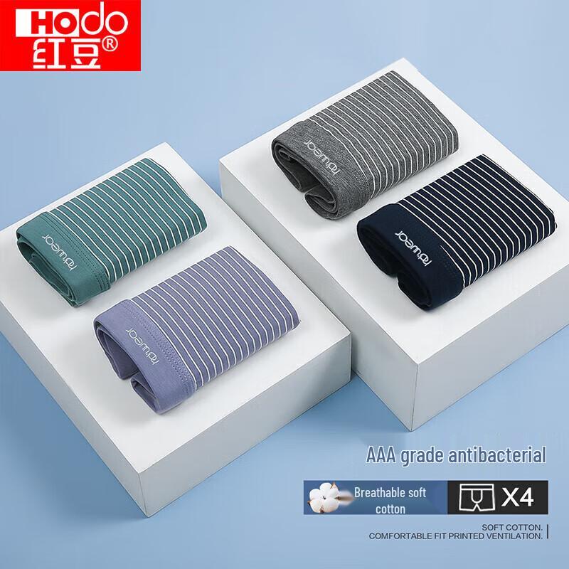 

Мужские антибактериальные полосатые боксеры-брифы Hongdou, 4 шт. 3XL