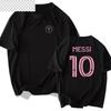 Miami Internacional Messi Não. 10 Traje de Torcedor de Futebol Camiseta de Manga Curta Masculina e Feminina Algodão Estampada Camiseta de Meia Manga