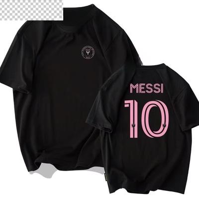 Miami International Messi Non. 10 Costume de fan de football T-shirt à manches courtes pour hommes et femmes en coton imprimé à manches courtes