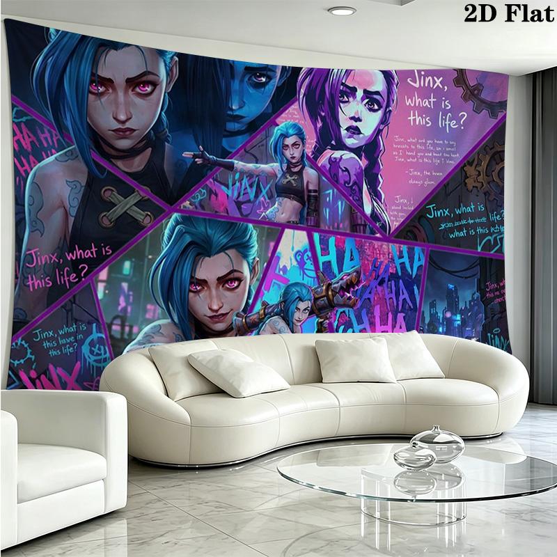 Jinx Wall Tapestry Aesthetic Wall Hanging Printed Fabric Blanket Decorative Tapestries for Bedroom Living Room Home Decor